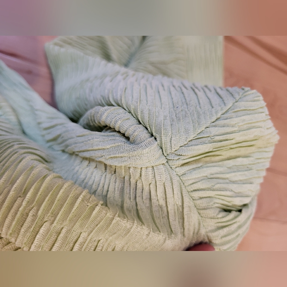 NWOT Jonathan Simkhai Green puff sleeve blouse with ruched wrap style - Picture 6 of 9